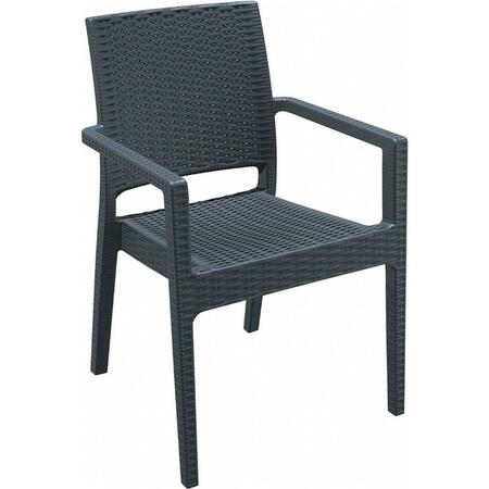 SIESTA Ibiza Resin Wickerlook Dining Arm Chair Dark Gray, 2PK ISP810-DG